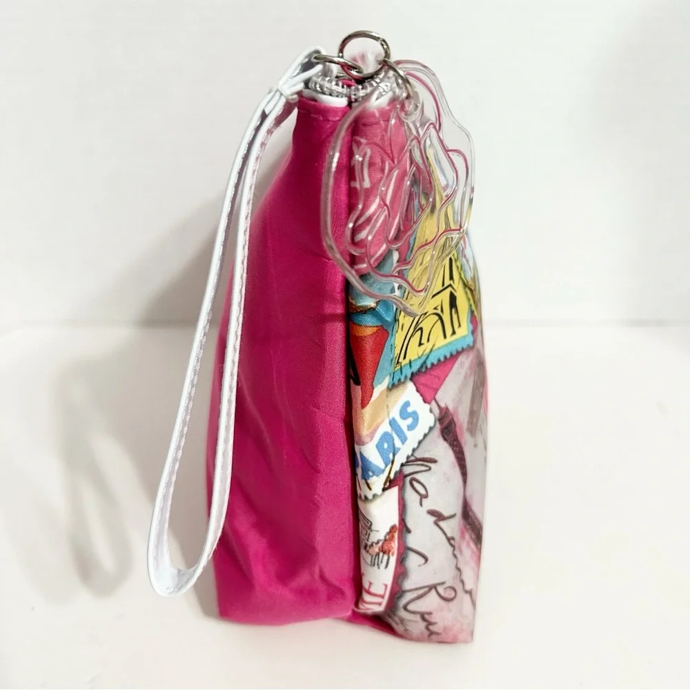 LANCOME I Love You To Paris Multicolor Travel Makeup Bag Zip Closure Fully Lined